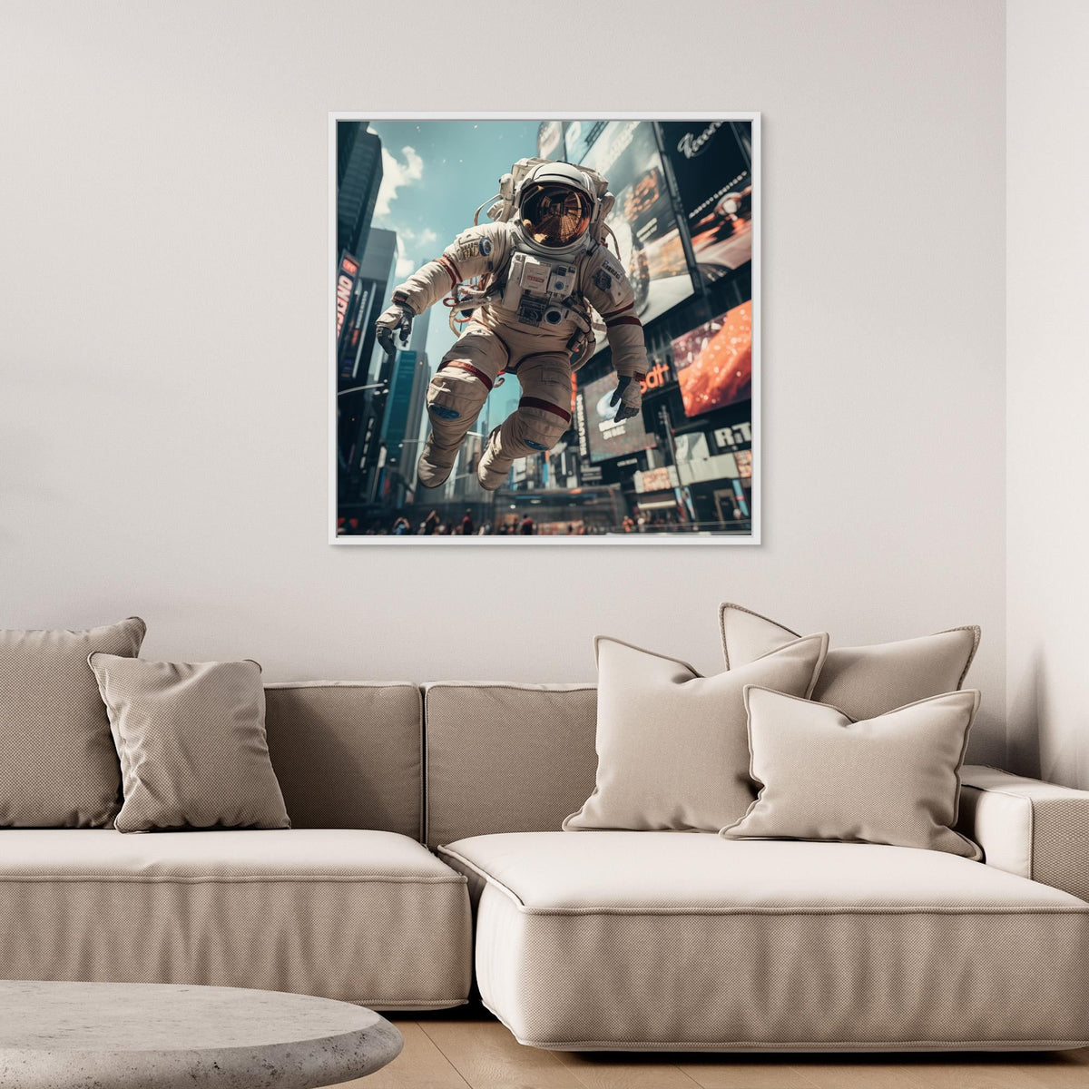 Flying astronaut in New York