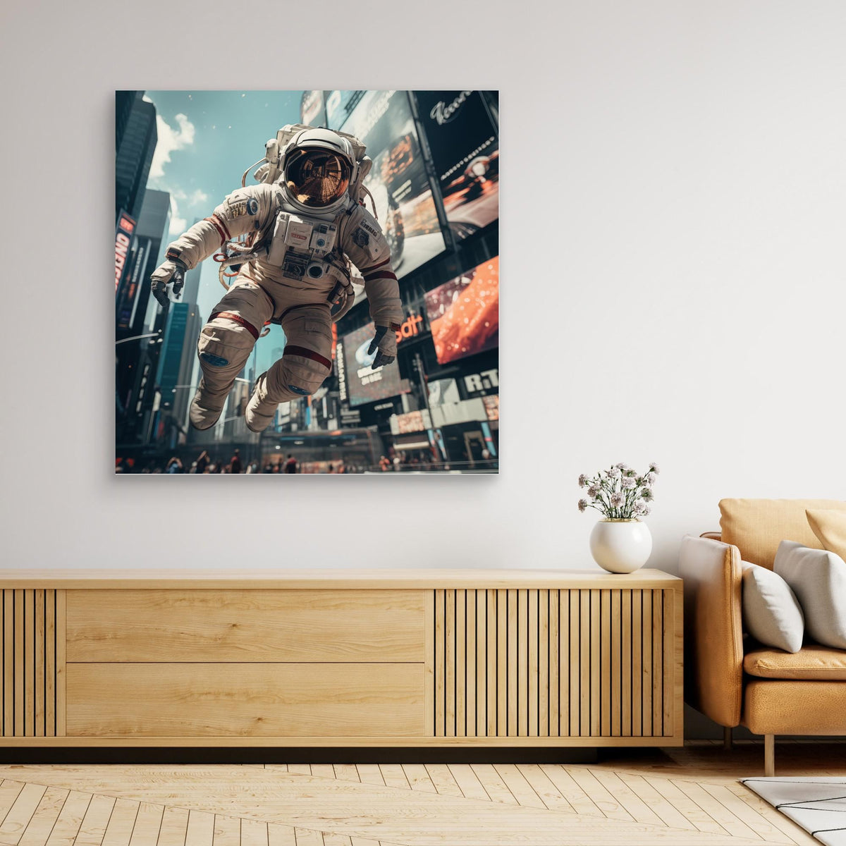 Flying astronaut in New York