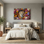 Affiche Lion Flowers #2 Paysage de MaxL au-dessus d'un lit, dans une chambre