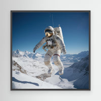 Flying astronaut in Mountains