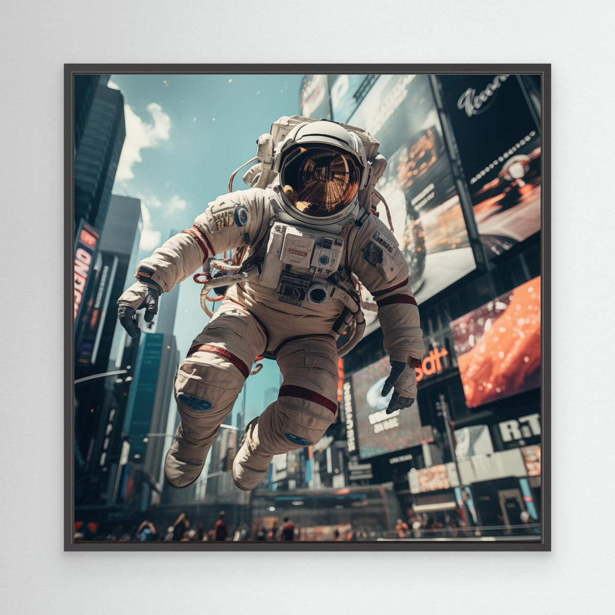 Flying astronaut in New York