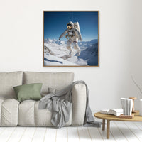 Flying astronaut in Mountains