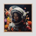 Affiche Flowers in space #2 de MaxL encadrée, cadre en chêne clair