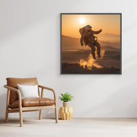 Flying astronaut in desert