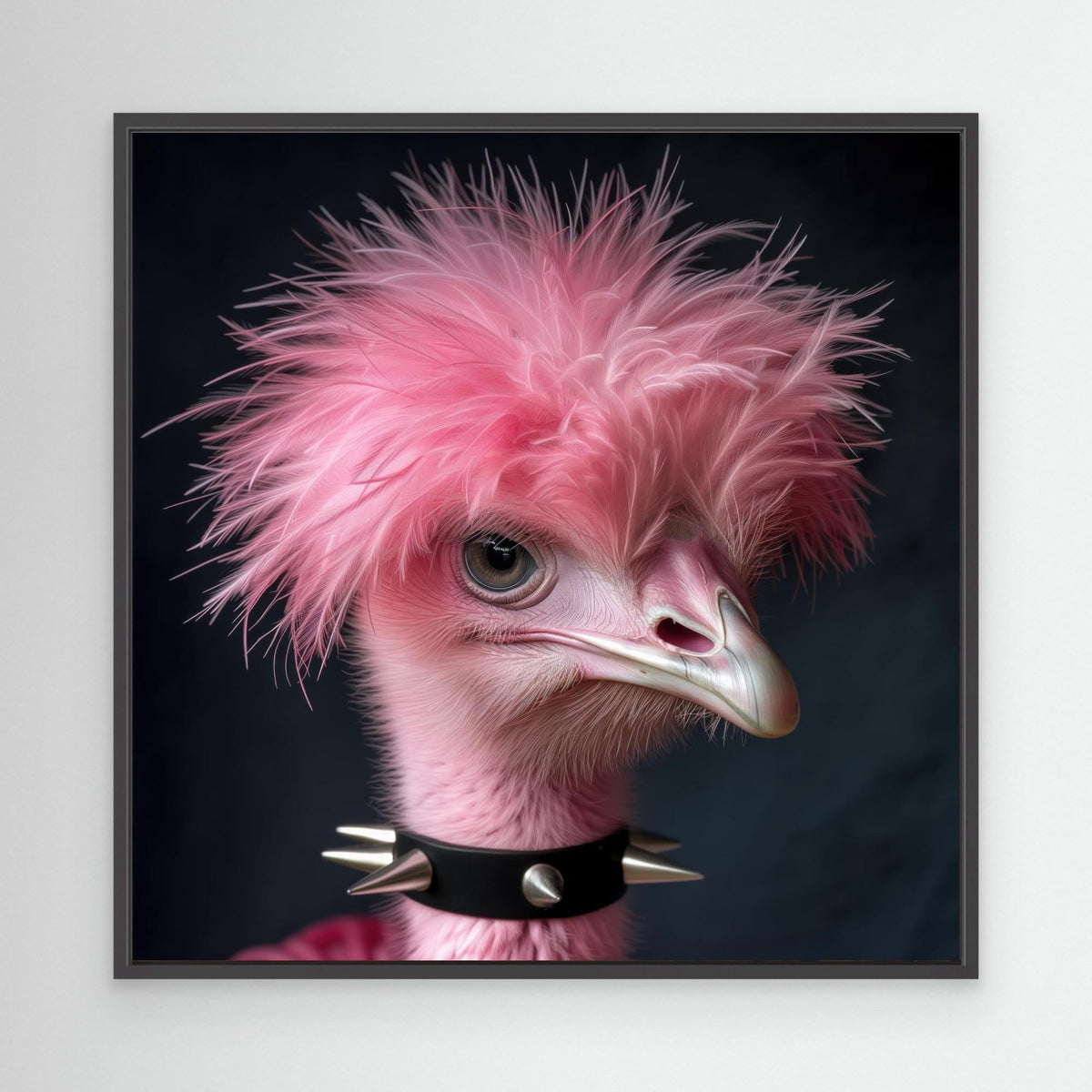 Punk Autruche, tirage sur toile de MaxL avec cadre noir