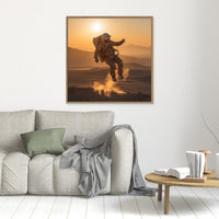 Flying astronaut in desert