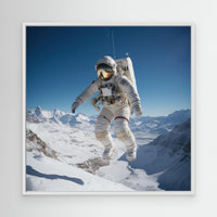 Flying astronaut in Mountains