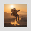 Flying astronaut in desert, affiche sur papier fine art de MaxL : un astronaute qui s'envole au-dessus du désert, au coucher du soleil