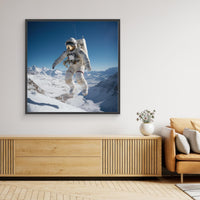 Flying astronaut in Mountains