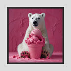 Affiche Pink Polar Ice Cream de MaxL encadrée, cadre en bois noir