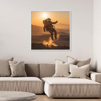 Flying astronaut in desert
