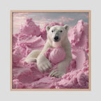 Affiche Pink Polar Ice Cream #2 de MaxL encadrée, cadre en chêne clair