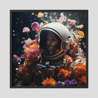 Affiche Flowers in space #3 de MaxL encadrée, cadre en bois noir
