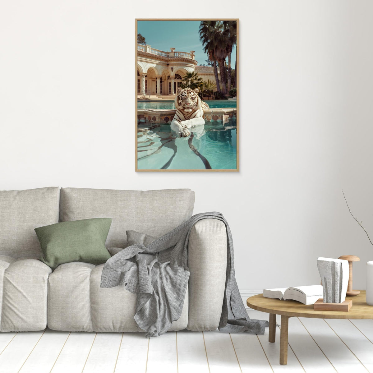 Tiger Nap, tirage sur toile de MaxL au mur, mise en situation 1