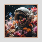 Affiche Flowers in space de MaxL encadrée, cadre en chêne clair