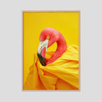 Affiche Diva Flamingo Portrait de MaxL encadrée, cadre en chêne clair