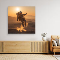 Flying astronaut in desert