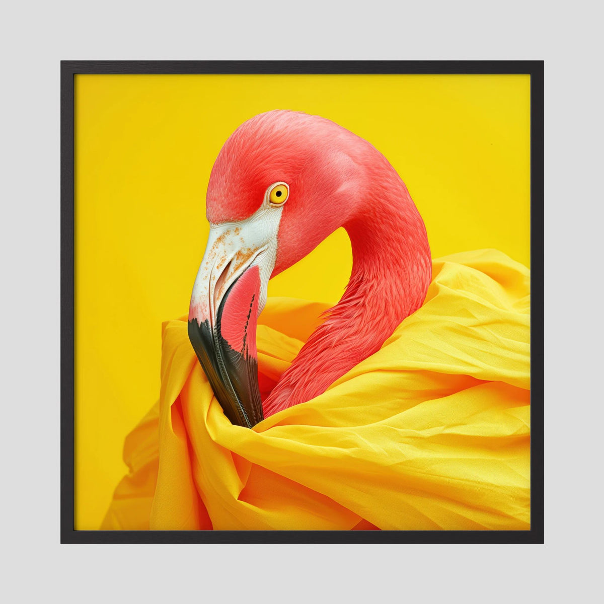 Affiche Diva Flamingo Carré de MaxL encadrée, cadre en bois noir