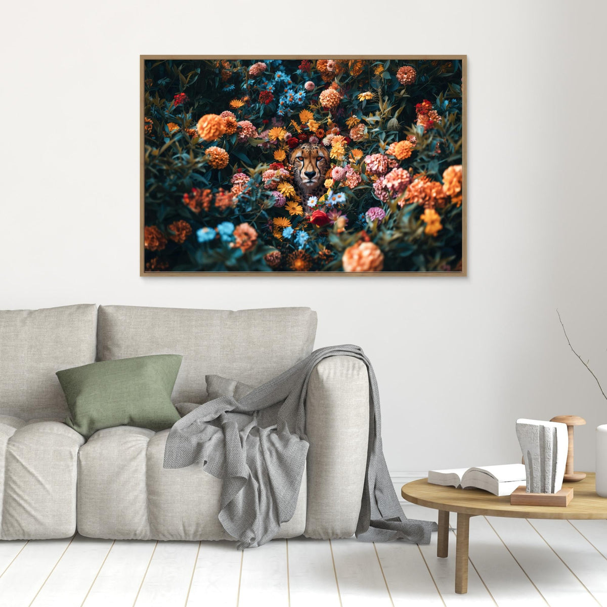 Cheetah Flowers, tirage sur toile de MaxL au mur, mise en situation 1
