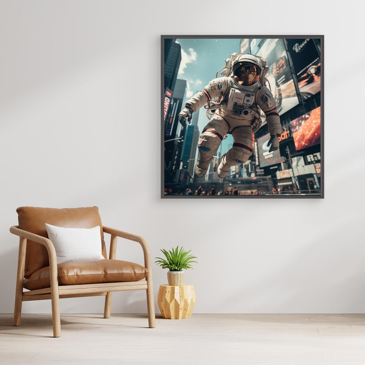 Flying astronaut in New York