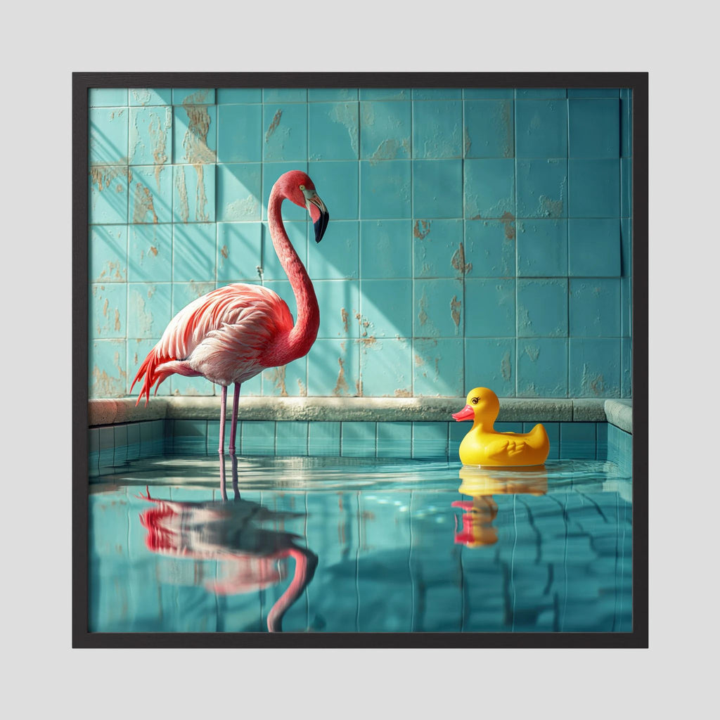 Affiche Canard de bain de MaxL encadrée, cadre en bois noir