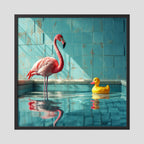 Affiche Canard de bain de MaxL encadrée, cadre en bois noir