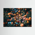 Cheetah Flowers, affiche sur papier fine art de MaxL : un guépard caché au milieu de fleurs orange et bleues