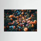 Cheetah Flowers, affiche sur papier fine art de MaxL : un guépard caché au milieu de fleurs orange et bleues