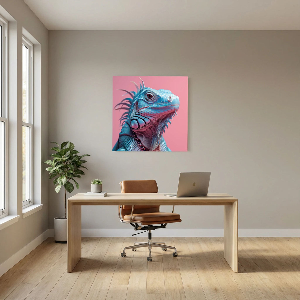 Affiche Punk Iguane 2 de MaxL au-dessus d'un bureau
