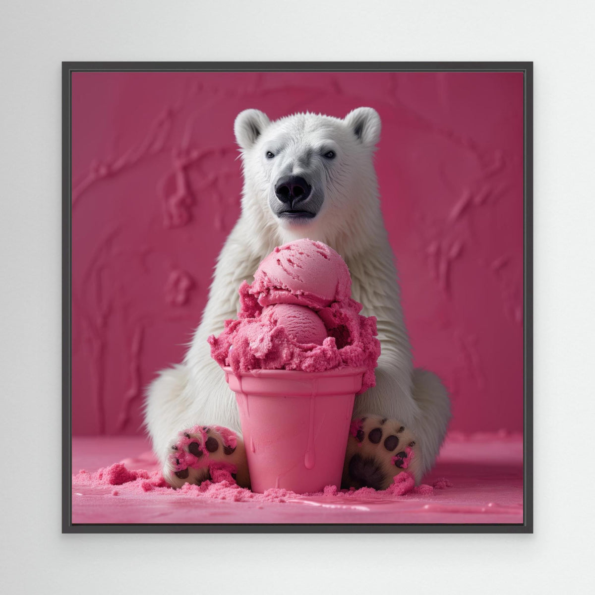 Pink Polar Ice Cream, tirage sur toile de MaxL avec cadre noir