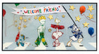 Welcome Friends, tableau pop art de MaxL en canettes recyclées et résine, vue de face