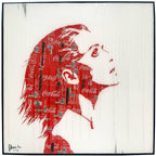 Winona, tableau pop art de MaxL en canettes recyclées et résine, vue de face